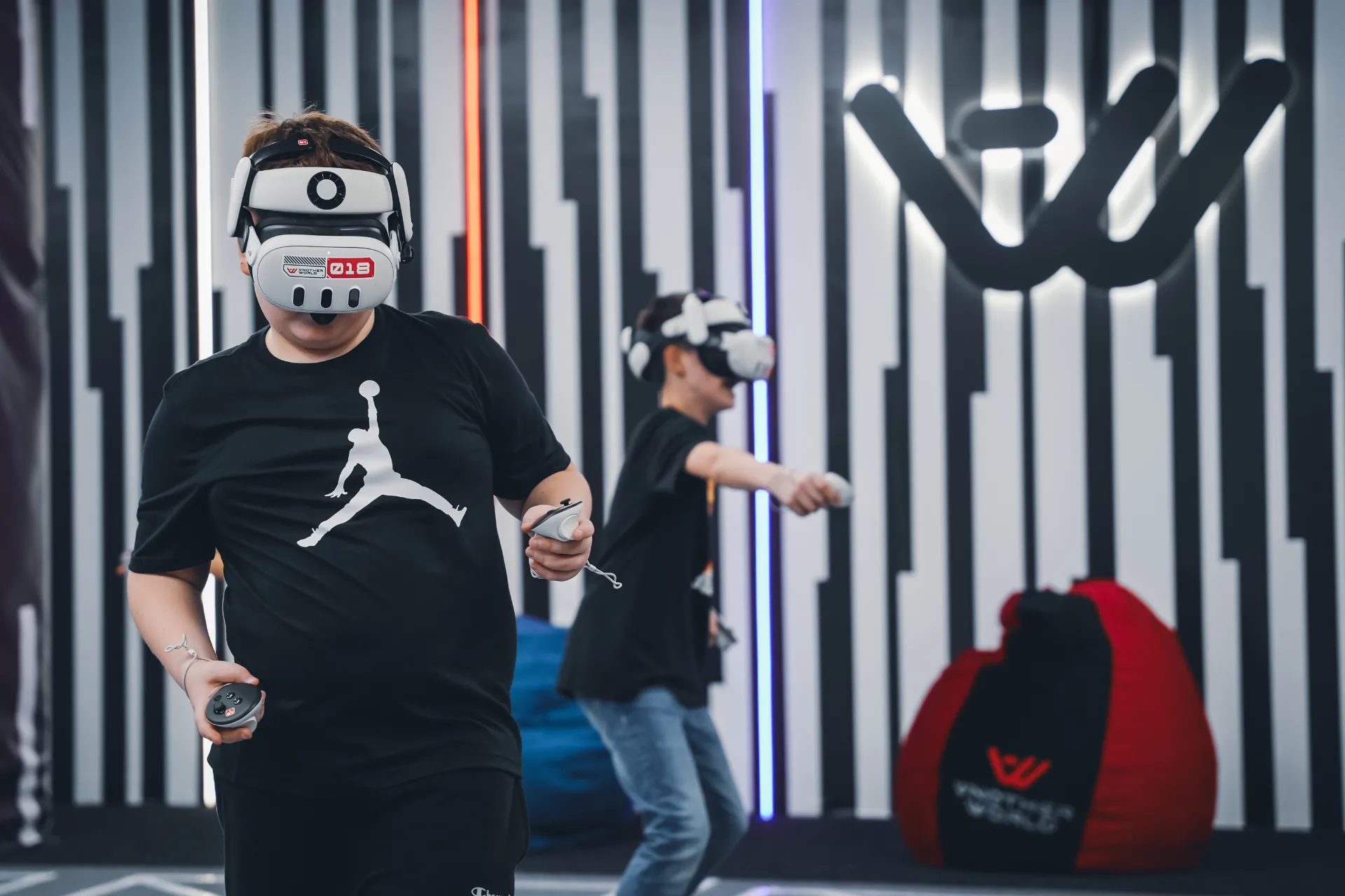 Kid playing VR game